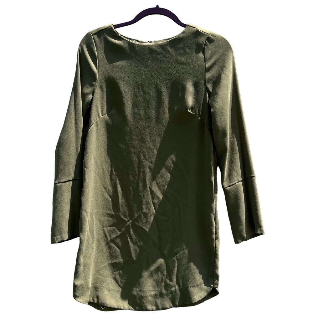 H&M Green Long Sleeved Mod Shift Dress Size 4 Pre-Loved